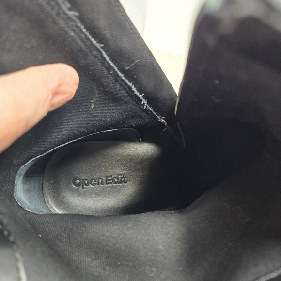 Open Edit Womens Enzo Western Flare Boots Sz 8.5M Black Leather Side Harness - Picture 9 of 11